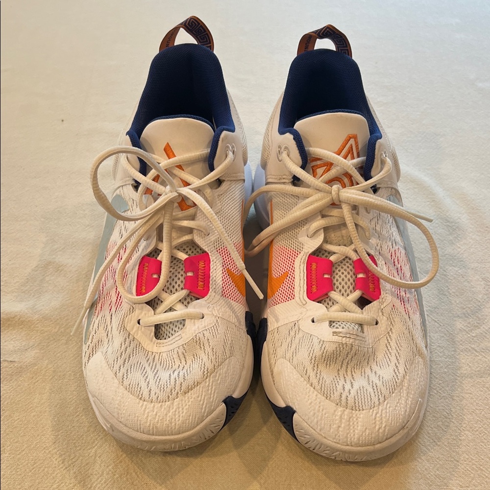 Nike Kids White Sneakers with Pink & Orange Accents